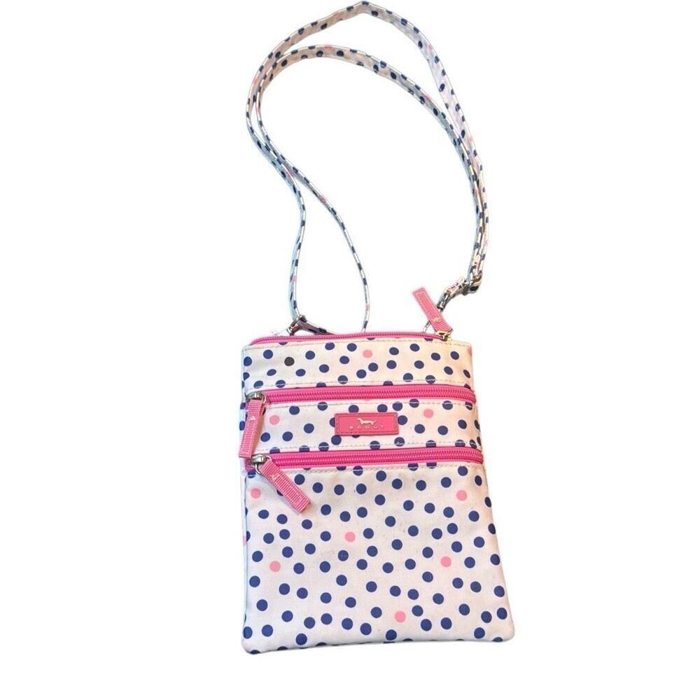 Scout white Blue Pink Polka Dot Crossbody Bag